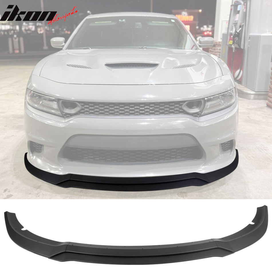 2015-2023 Dodge Charger V7 C Style Matte Black Front Bumper Lip ABS