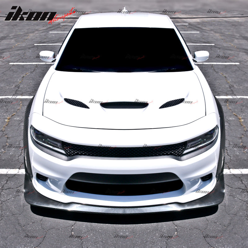 Fits 15-23 Charger Widebody Style Front Bumper Lip & Fender Flares 10PCS CFL ABS