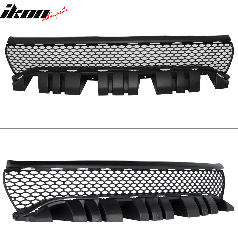 IKON MOTORSPORTS, Front Upper Grille Compatible With 2015-2023 Dodge Charger SRT/Scat Pack, Black PP Factory Grade Plastic Replacement Front Bumper Hood Grill