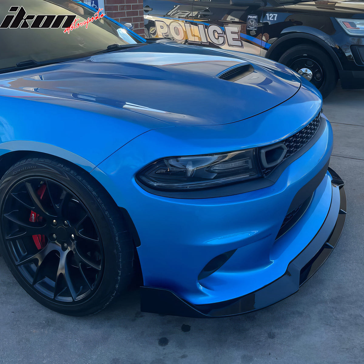 Fits 15-23 Dodge Charger SRT V2 Front Bumper Lip Spoiler Gloss Black ABS 4PCS