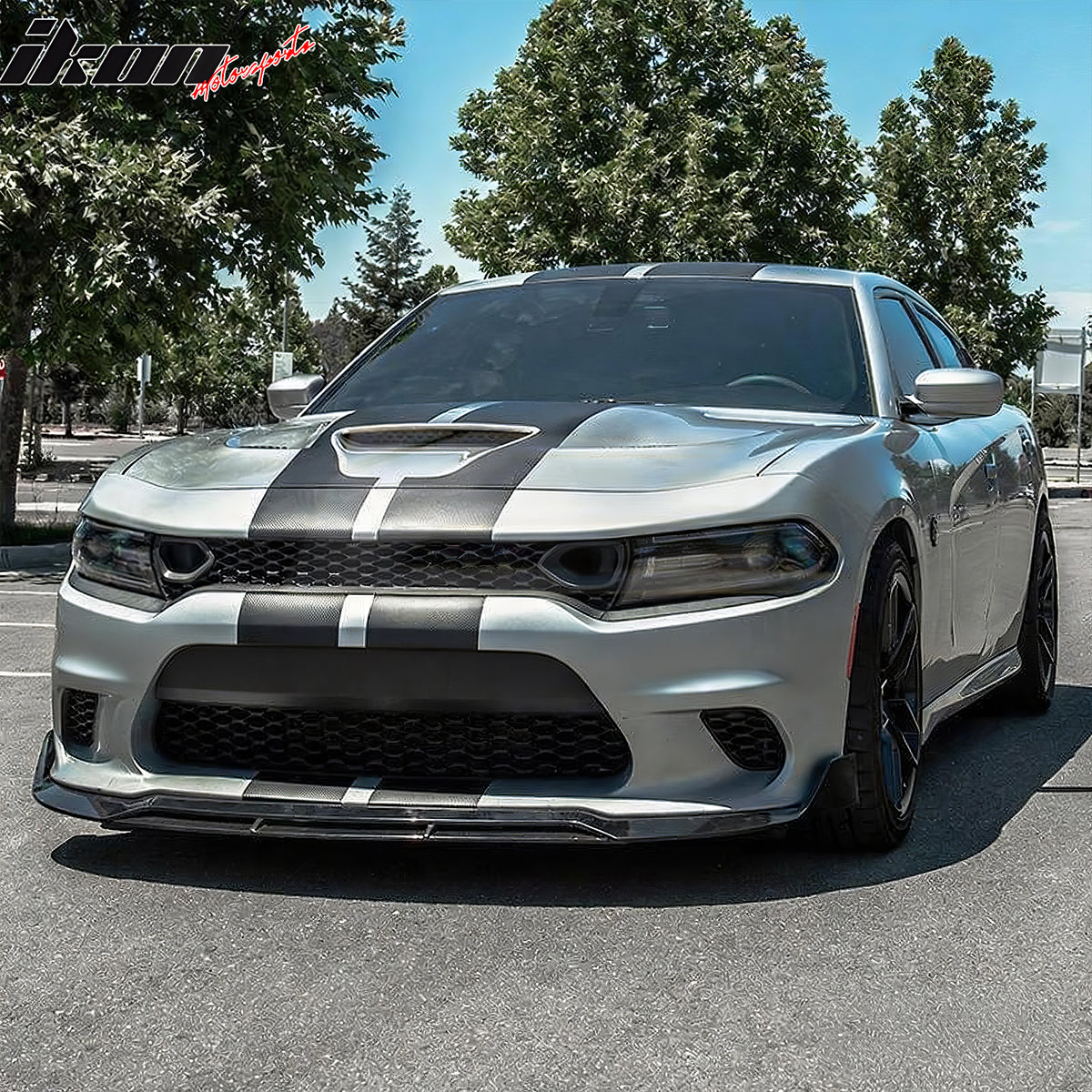 Fits 15-23 Dodge Charger SRT V2 Front Bumper Lip Spoiler Gloss Black ABS 4PCS