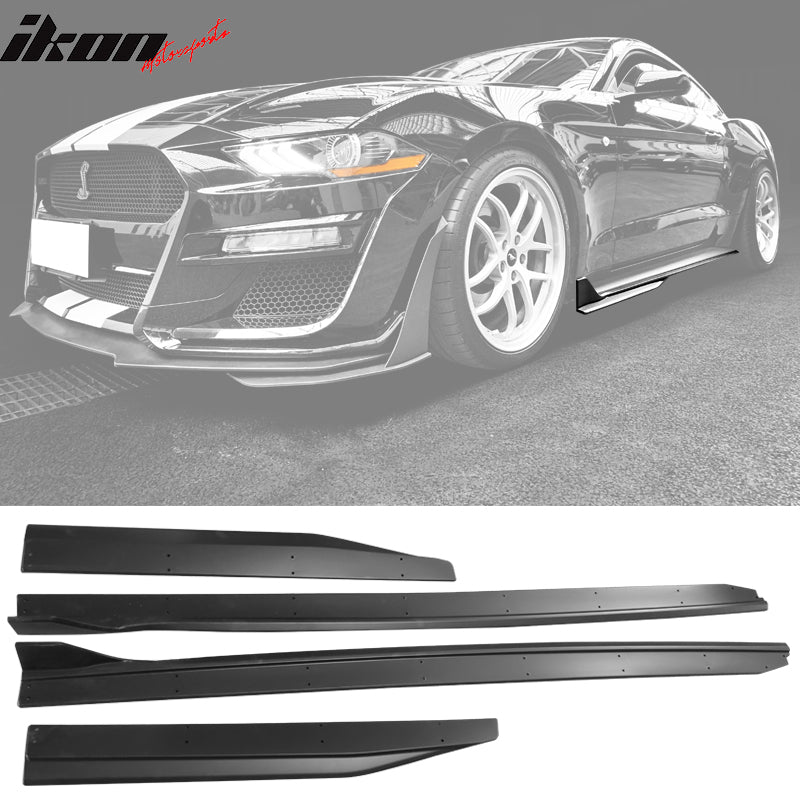 2015 - 2023 Ford Mustang GT500 Style Matte Side Skirts Rocker Panel 4PCIkon Motorsports