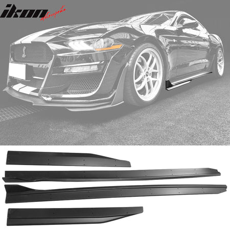2015 - 2023 Ford Mustang GT500 Style Matte Side Skirts Rocker Panel 4PCIkon Motorsports
