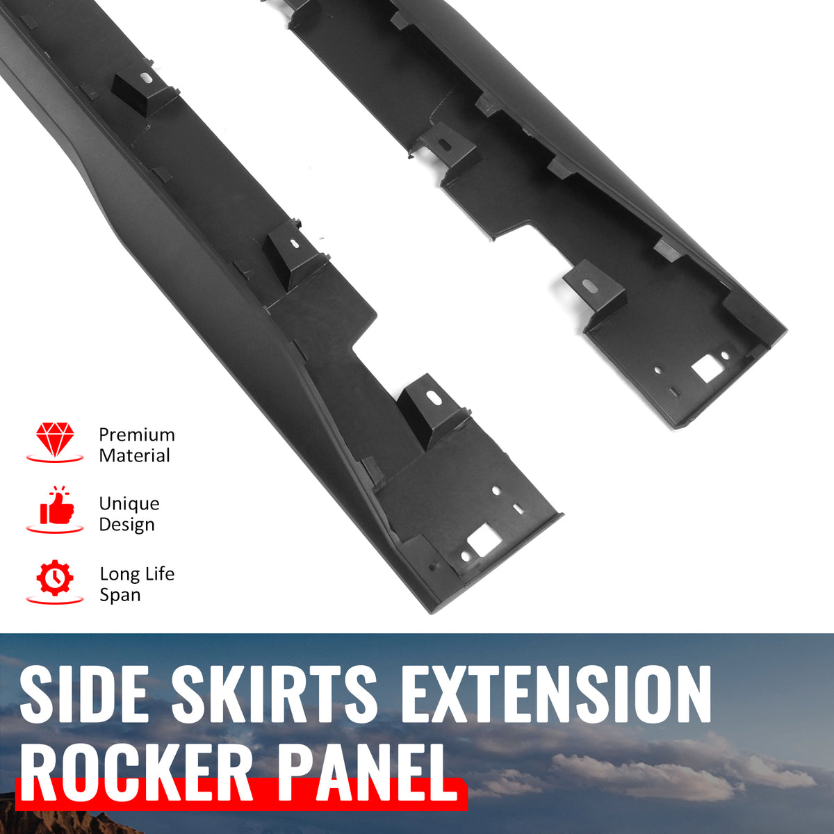 Fits 15-23 Ford Mustang Side Skirts Dark Horse Style Rocker Panel Extension Kit