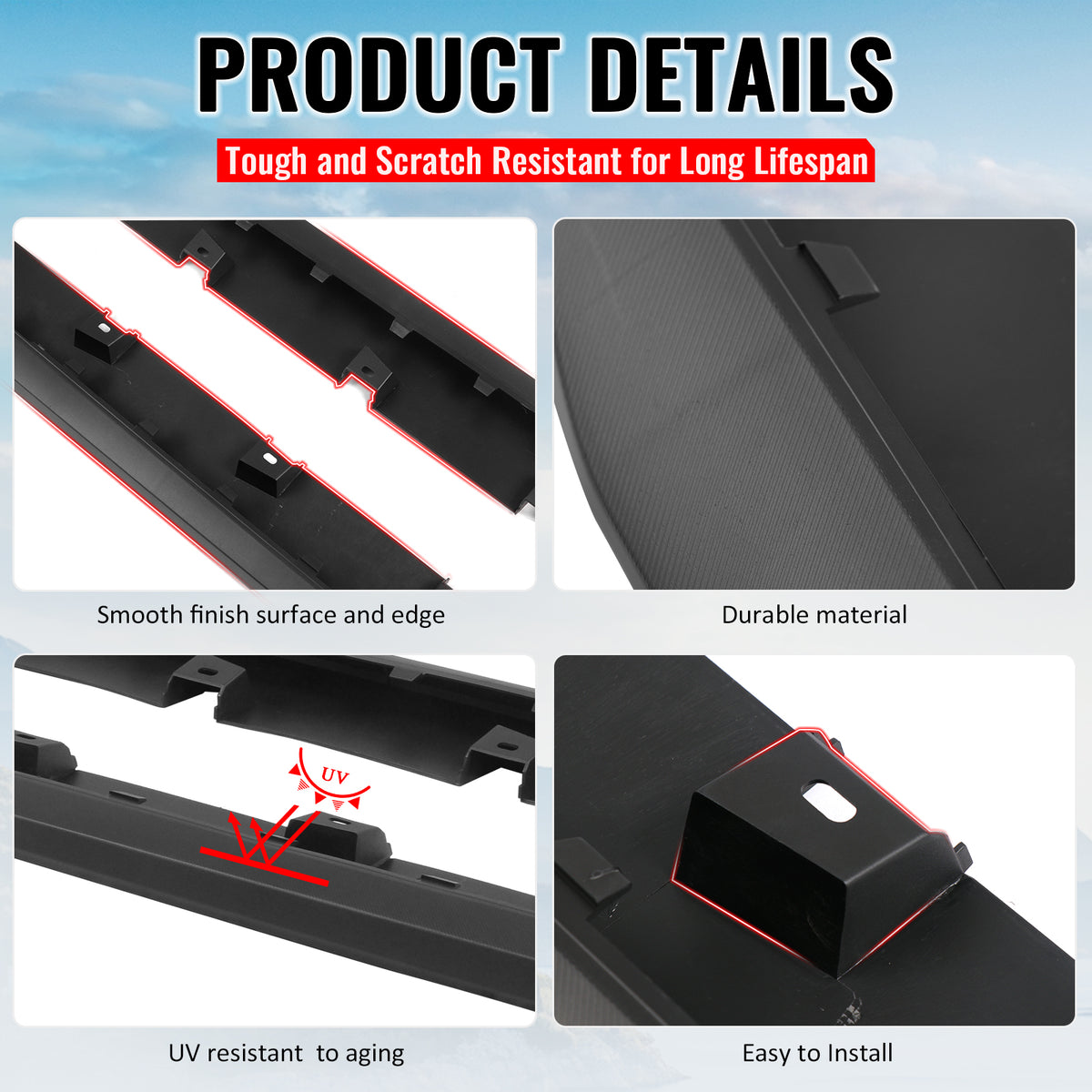 Fits 15-23 Ford Mustang Side Skirts Dark Horse Style Rocker Panel Extension Kit