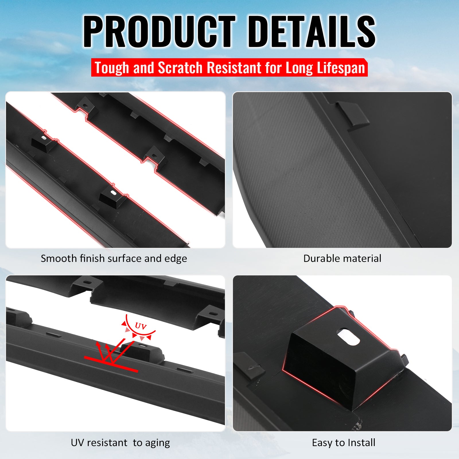 Fits 15-23 Ford Mustang Side Skirts Dark Horse Style Rocker Panel Extension Kit
