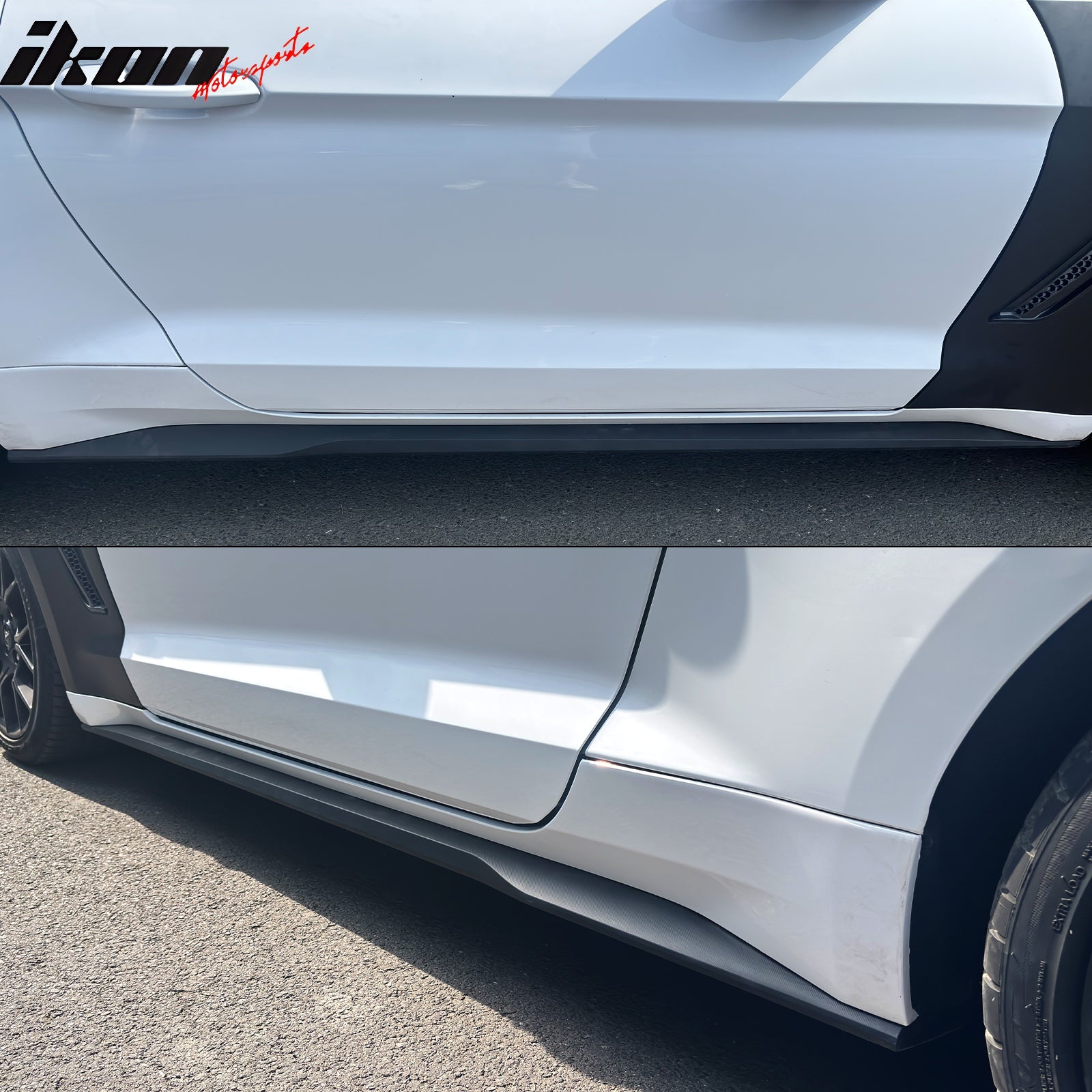 Fits 15-23 Ford Mustang Side Skirts Dark Horse Style Rocker Panel Extension Kit