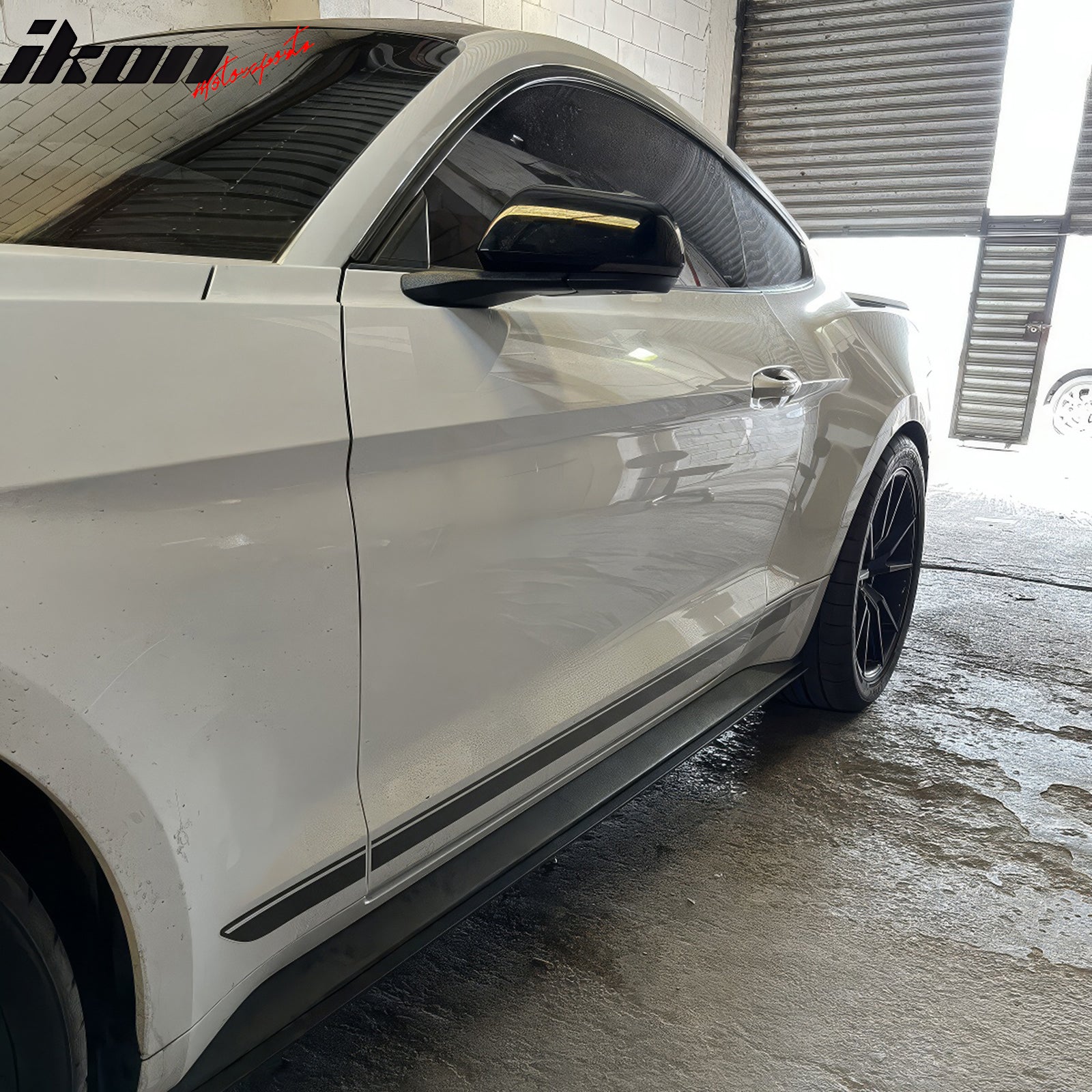 IKON MOTORSPORTS Unpainted Black PU Side Skirts Extension Pair For 2010-2014 Ford Mustang – Left & Right, Polyurethane