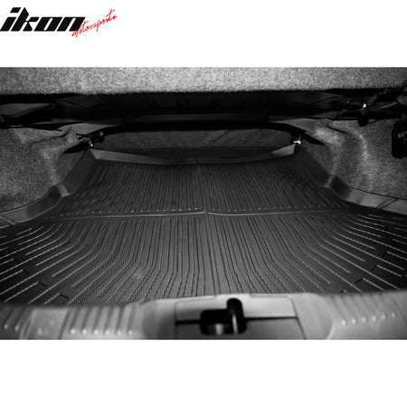 IKON MOTORSPORTS TPE Cargo Trunk Liner, Compatible with 2015-2026 Ford Mustang, Custom Fit All Weather Protection Heavy Duty Rear Trunk Tray Cargo Mats Protector, Black