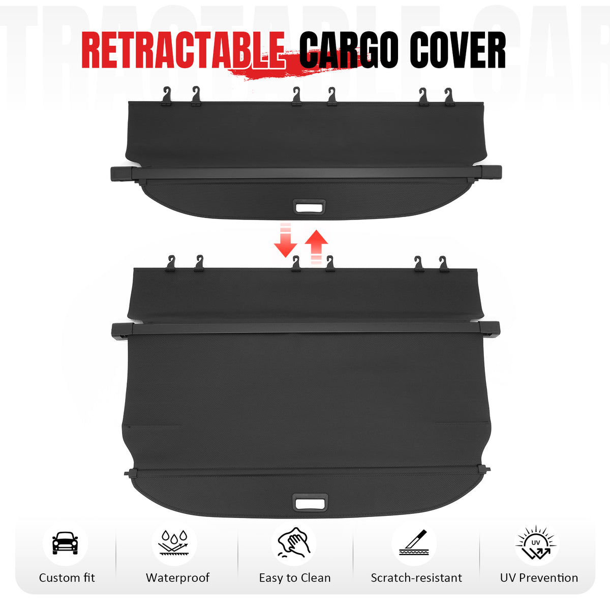 Fits 15-24 Ford Edge Carbon Fiber Texture Rear Cargo Cover + 3D TPE Floor Mats