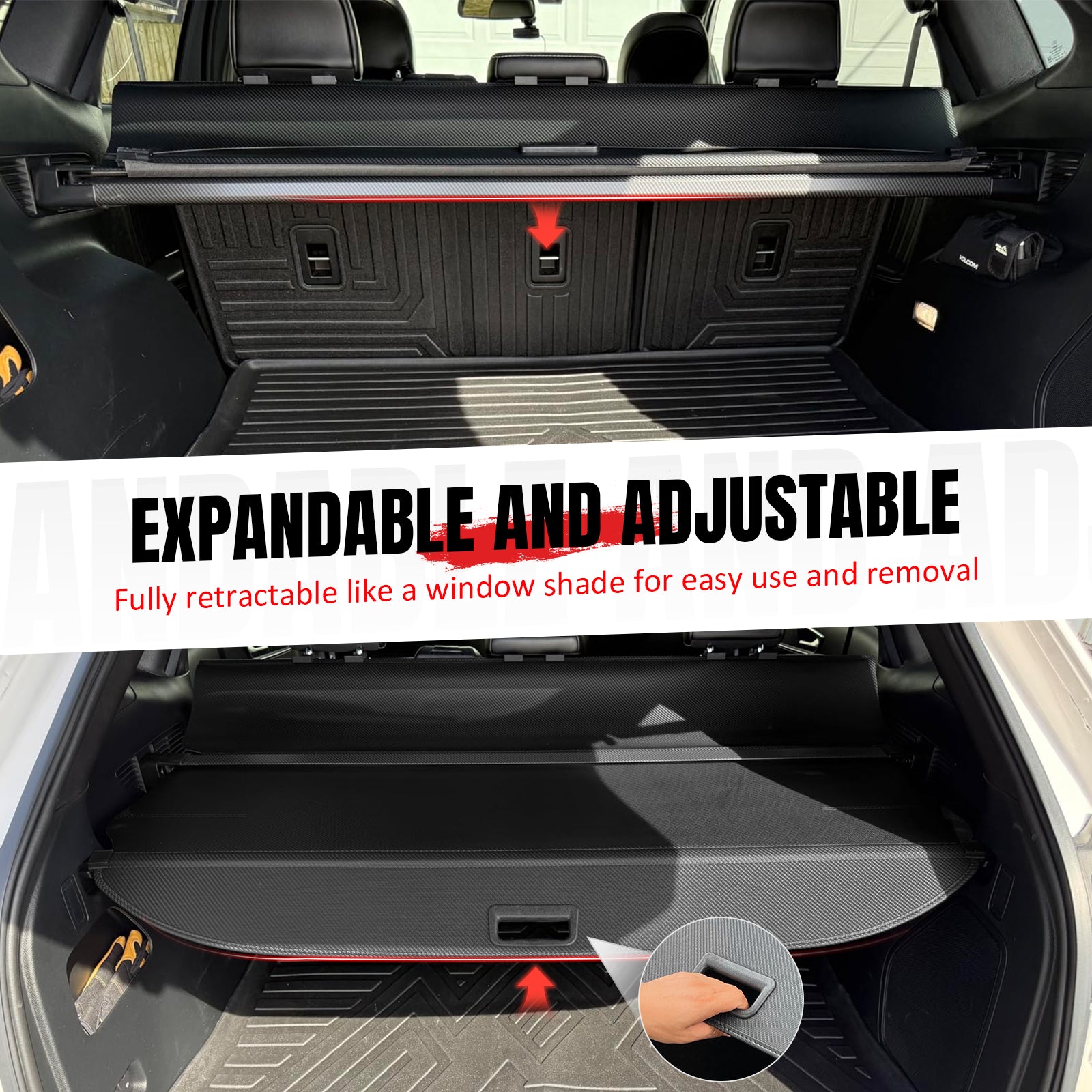 Fits 15-24 Ford Edge Carbon Fiber Texture Rear Cargo Cover + 3D TPE Floor Mats
