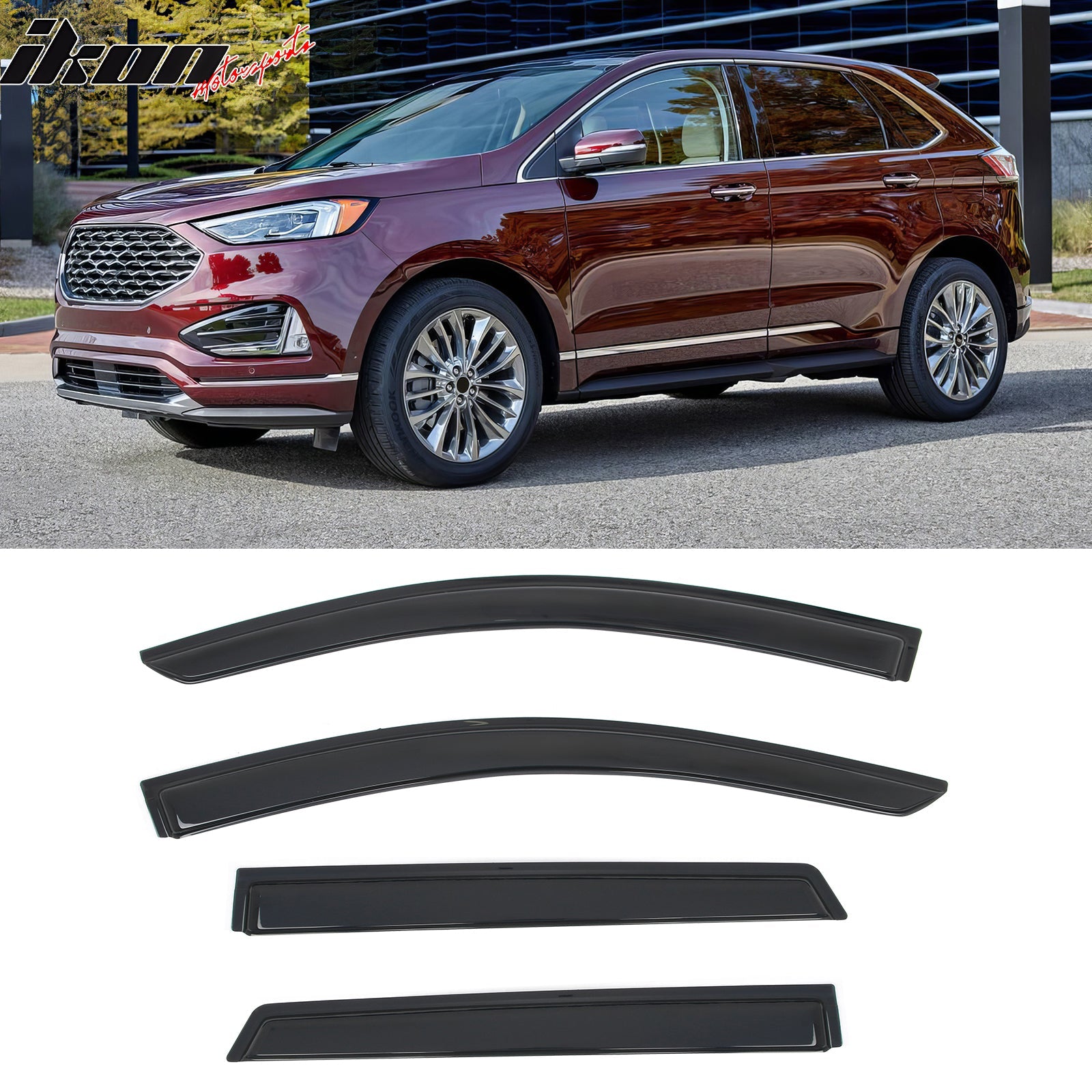 2015 - 2024 Ford Edge Smoke Window Visors Vent Rain Sun Guards AcrylicIkon Motorsports