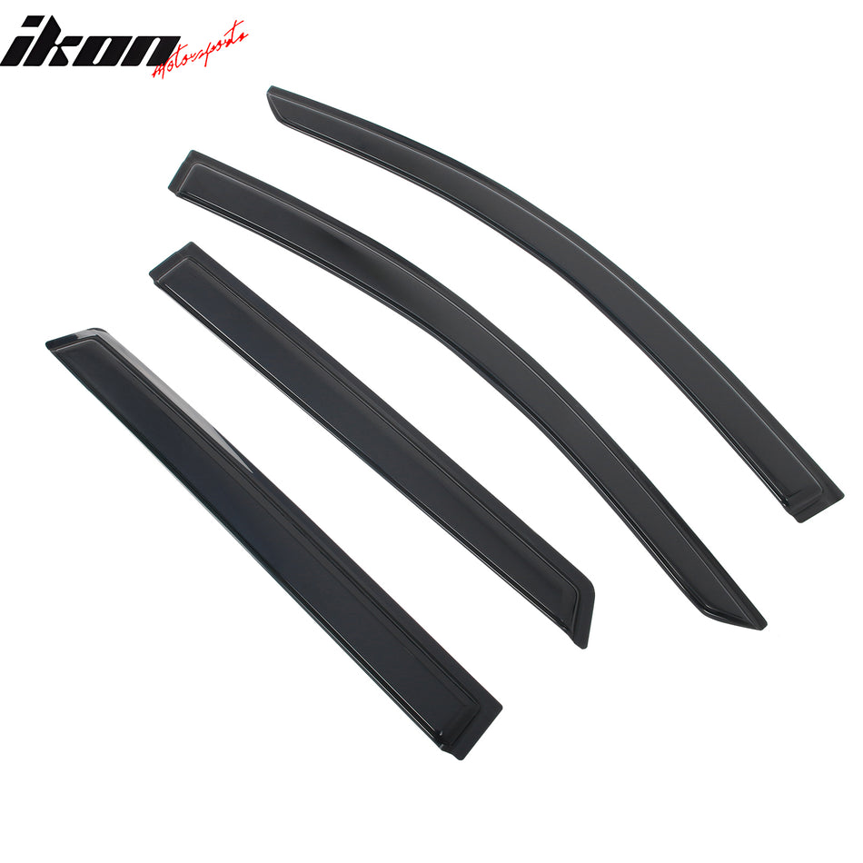 IKON MOTORSPORTS Tape on Window Visors Compatible with 2015-2024 Ford Edge, Acrylic Smoke/Tinted Rain Guards, Side Window Wind Deflectors 4PCS