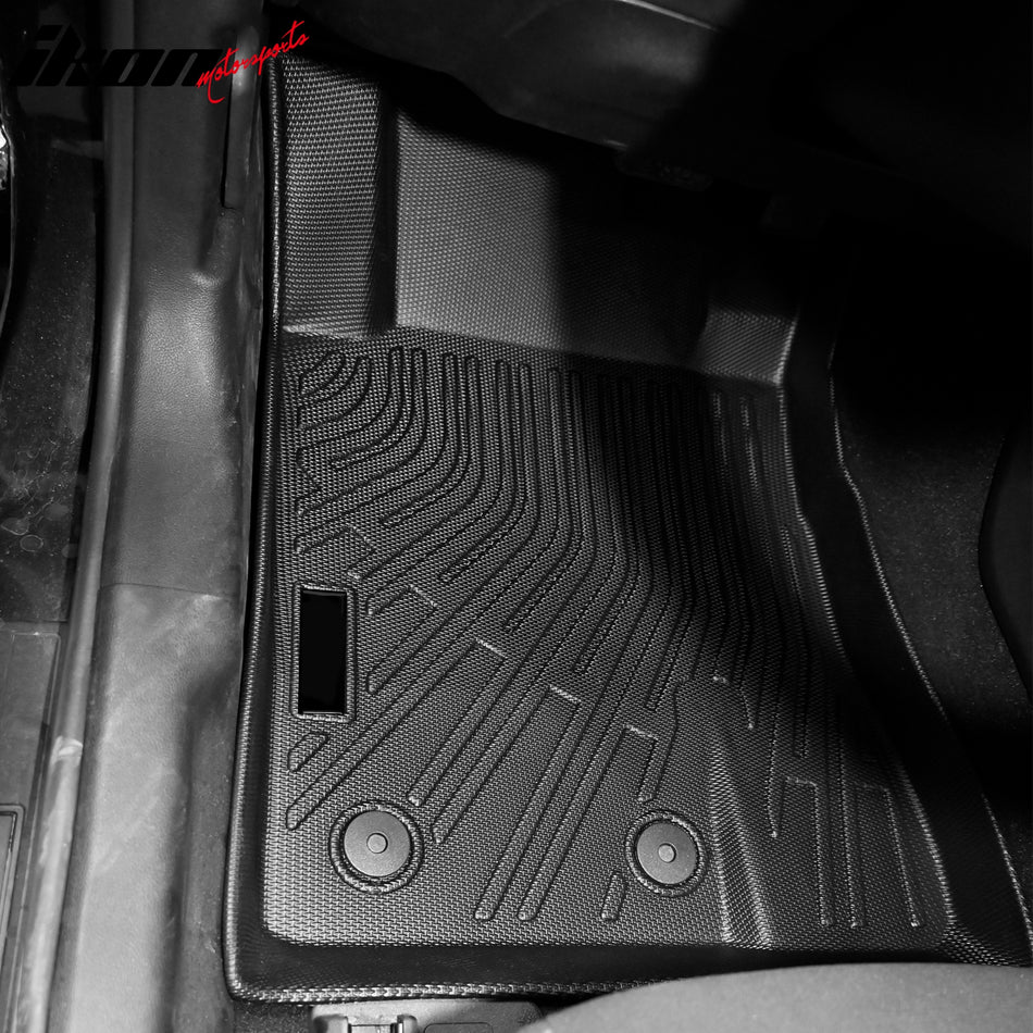 IKON MOTORSPORTS 3D Molded TPE Floor Mats, Compatible with 2015-2026 Ford Mustang, Black All Weather Waterproof Anti-Slip Floor Liners, Front 2nd Row Interior Accessories 4PCS