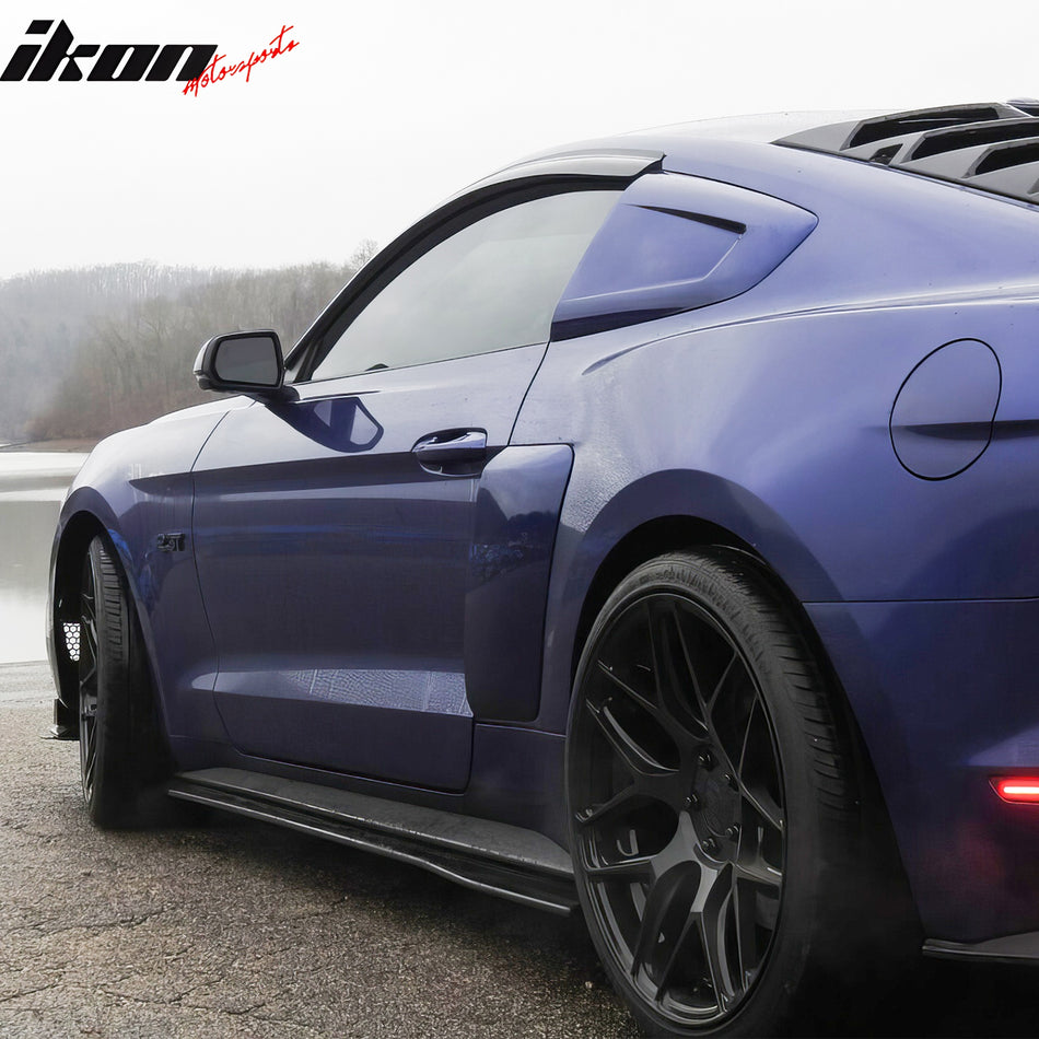 IKON MOTORSPORTS, Window Visor Compatible With 2015-2023 Ford Mustang Coupe, Acrylic Smoke Tinted 2PC Sun Rain Shade Guard Wind Vent Air Deflector, 2016 2017 2018 2019