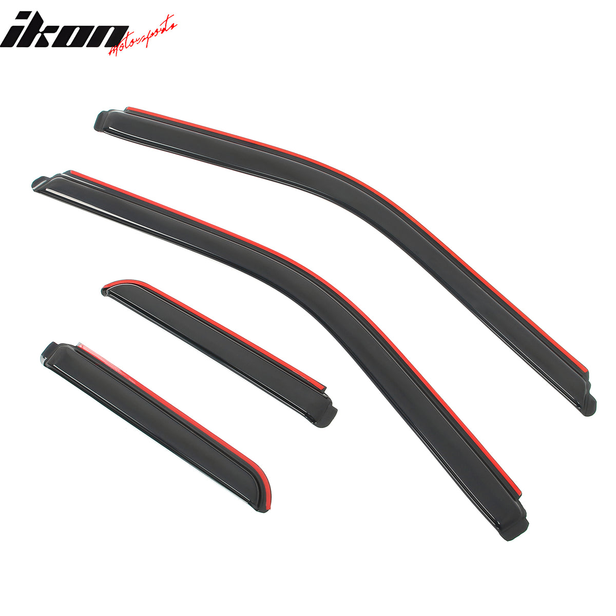 IKON MOTORSPORTS In Channel Window Visors Compatible with 2015-2025 Ford F-150 2017-2025 F-250 F-350 F-450 Extended Cab, Slim Style Acrylic Smoke Rain Guards, Side Window Wind Deflectors 4PCS