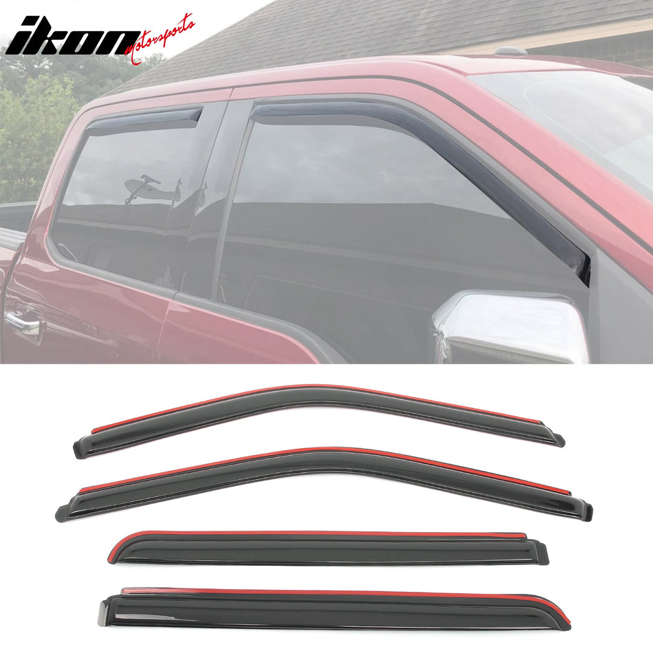 2015-2025 Ford F150 17-25 F250-F450 Crew Cab In Channel Window Visors