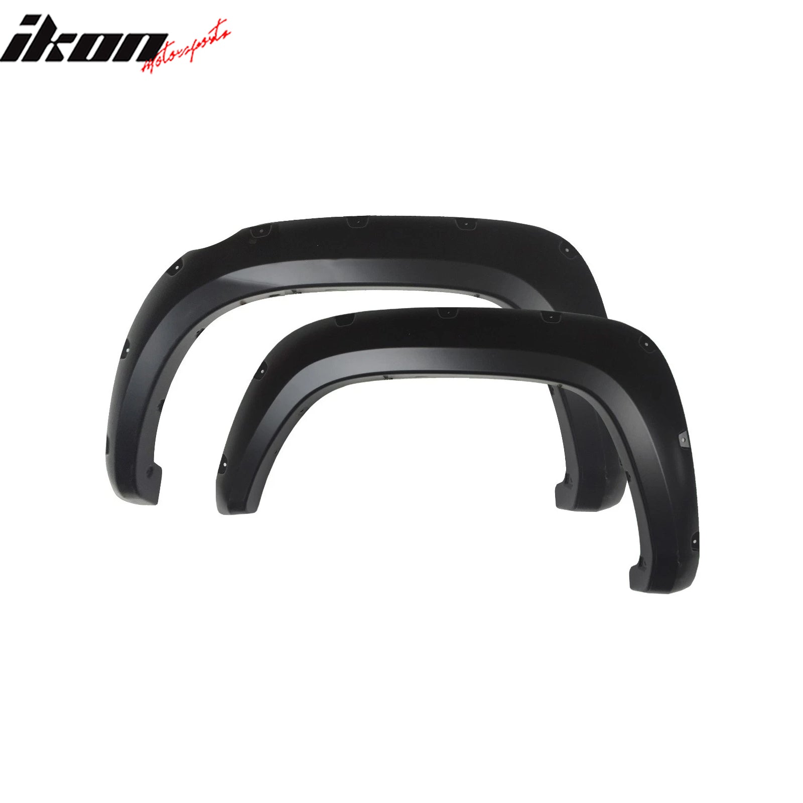 IKON MOTORSPORTS Fender Flares Compatible with 2016-2017 Toyota Tacoma, Pocket Rivet Bolt Style ABS Smooth Black Wheel Flare Cover Protector Set, 4 Pcs, Front & Rear