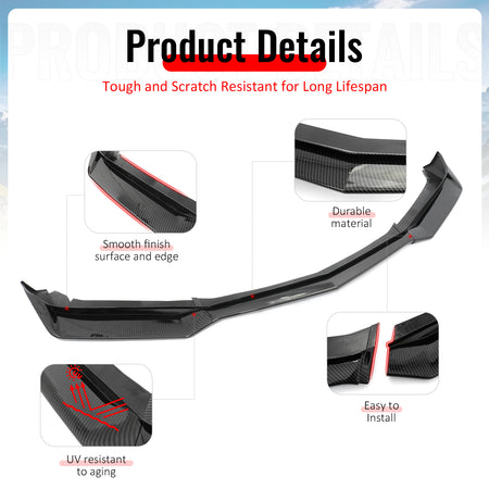Fits 16-18 Chevy Camaro LT RS ZL1 PP Front Bumper Lip Spoiler Carbon Fiber Print