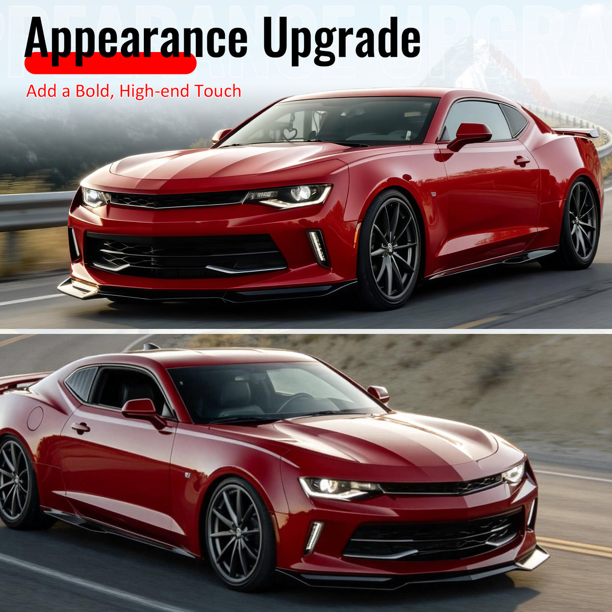 Fits 16-18 Chevy Camaro LT RS ZL1 PP Front Bumper Lip Spoiler Carbon Fiber Print