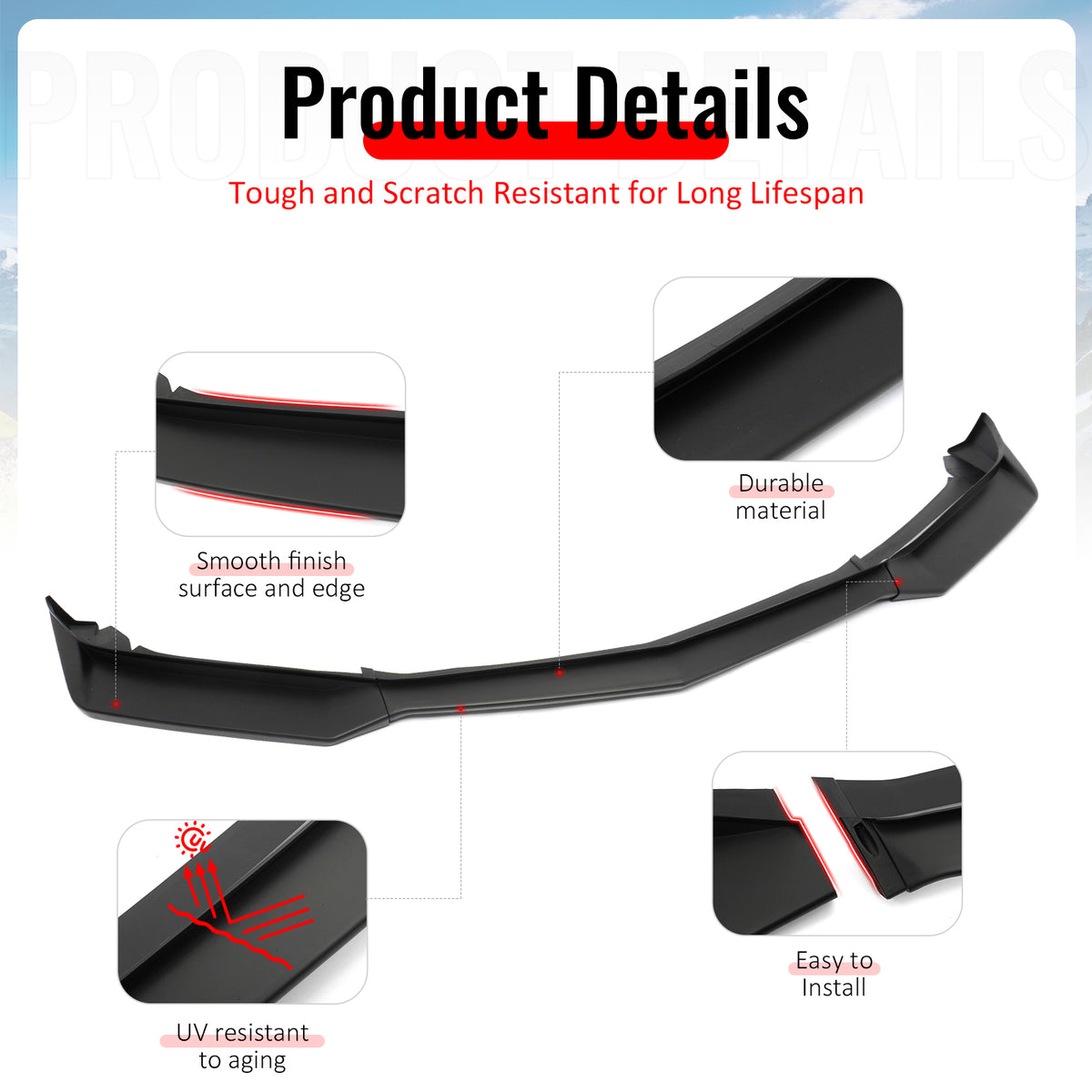 Fits 16-18 Chevy Camaro LT RS ZL1 PP Front Bumper Lip Chin Spoiler Matte Black