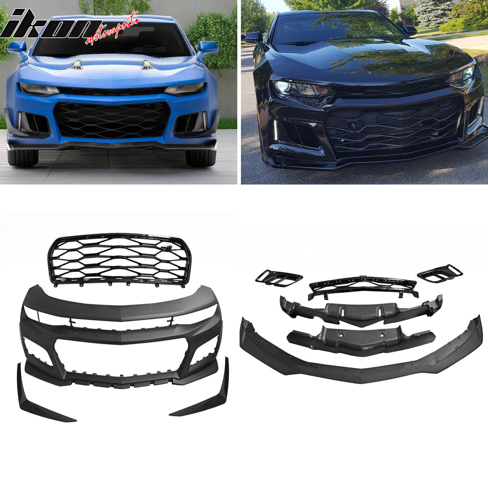 2016-2018 Chevy Camaro ZL1 Unpainted Front Bumper Kit W/ Canards PP