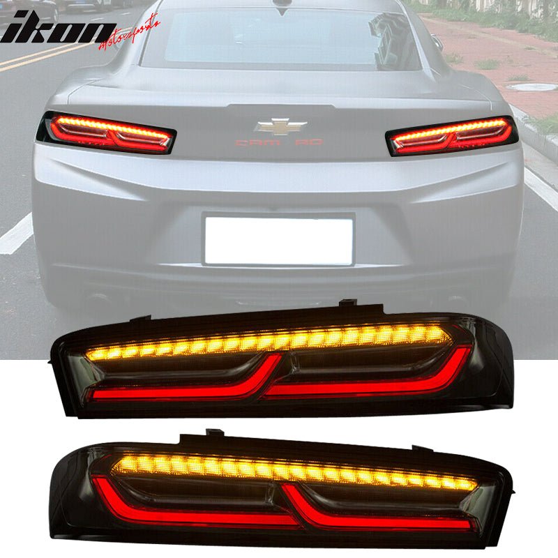 2016 - 2018 Chevy Camaro Sequential Turn Signal Tail Lights 2PCSmoke & ClearIkon Motorsports