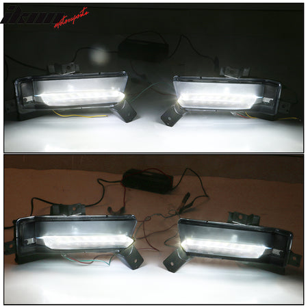 Fits 16-18 Chevy Camaro SS DRL Fog Lights Clear No Turn Signal Function 2Pc