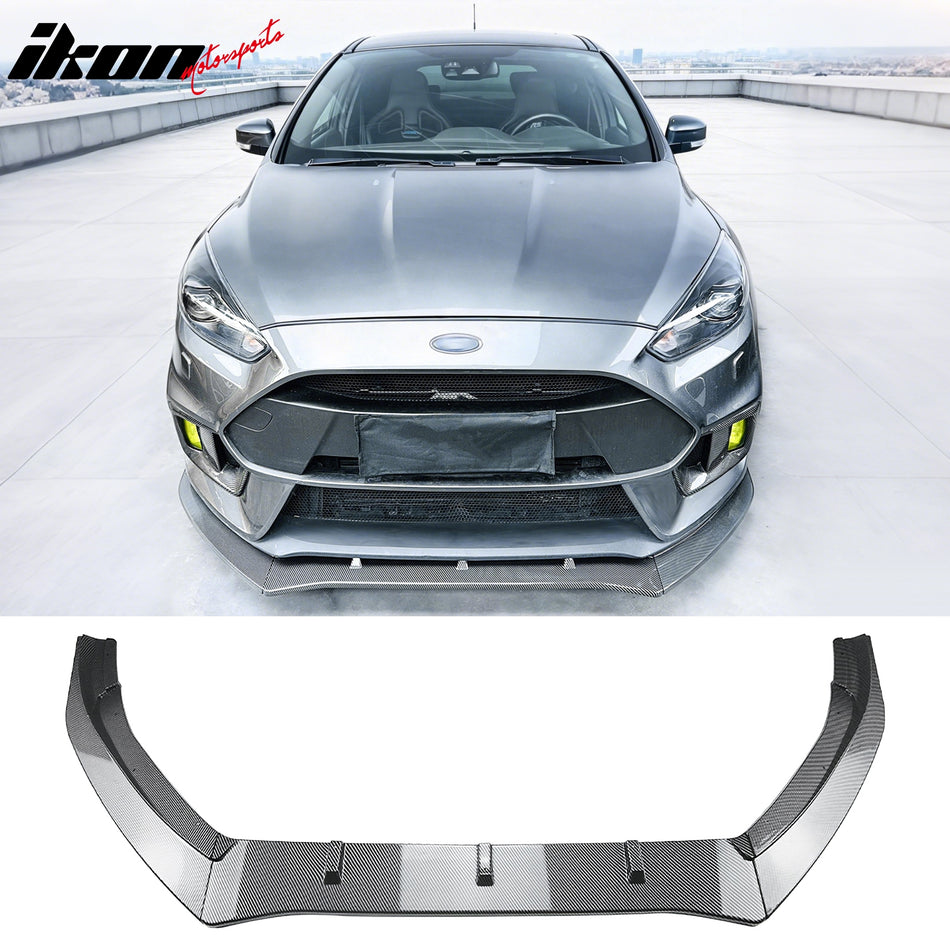 2016-2018 Ford Focus RS 3PCS Front Lower Bumper Lip Air Dam Chin Spoiler Splitter IKON Style Painted Carbon Fiber Print ABS Plastic