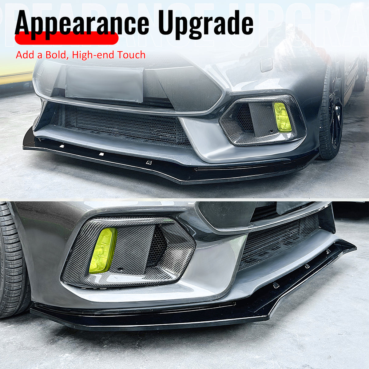 Fits 16-18 Ford Focus RS IKON Style Front Bumper Lip Spoiler Gloss Black 3PCS