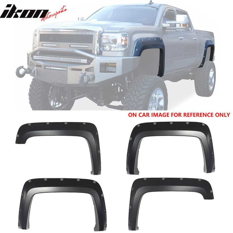 2016-2018 GMC Sierra 2500 HD Pocket Rivet Style Fender Flare Black
