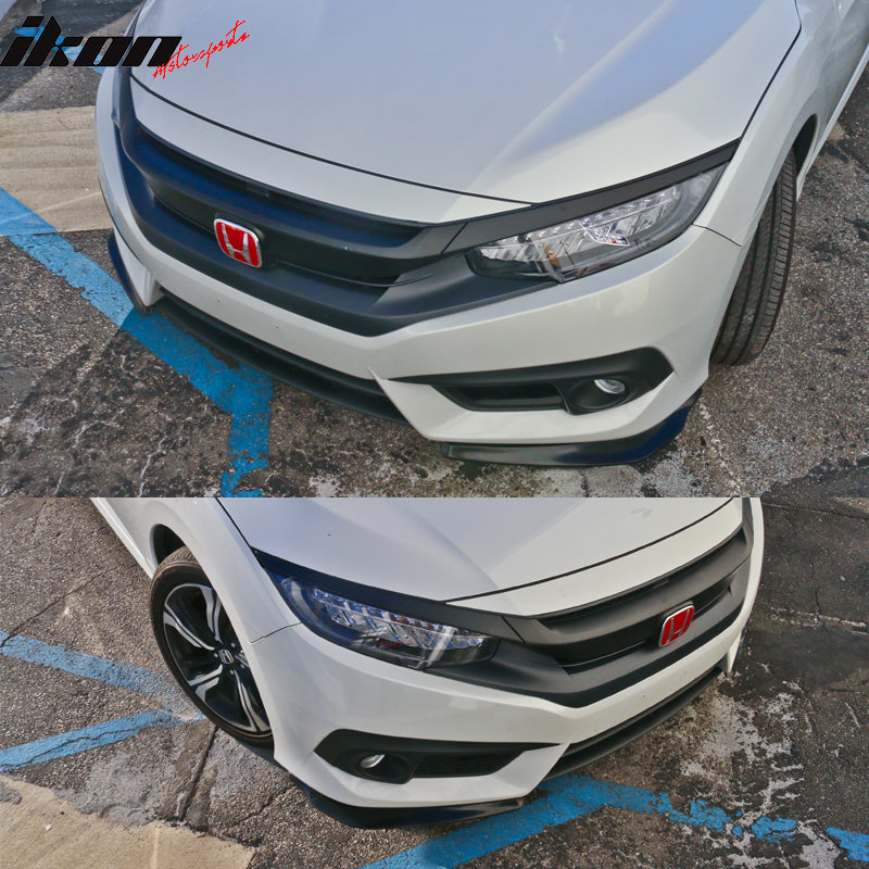 3-Piece Front Bumper Lip Spoiler Splitter Kit – Fits 2016-2018 Honda Civic 4DR, Matte Black