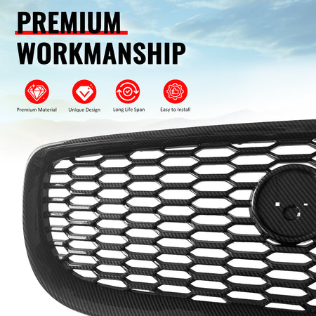 Fits 16-19 Jaguar XE Carbon Fiber Print 2020 Style Front Bumper Upper Grille ABS
