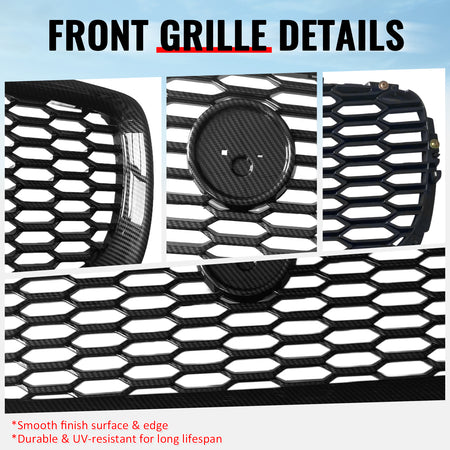 Fits 16-19 Jaguar XE Carbon Fiber Print 2020 Style Front Bumper Upper Grille ABS