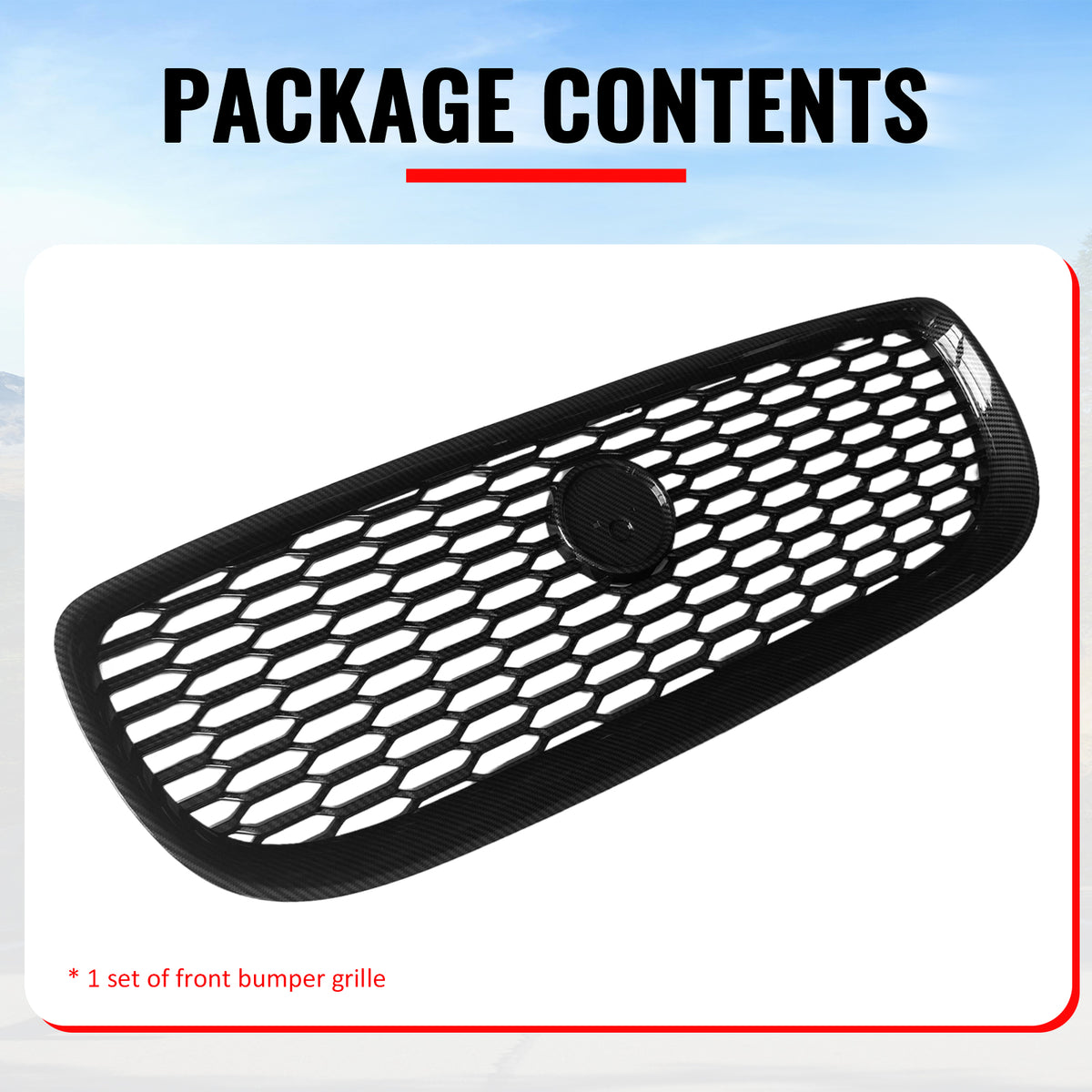 Fits 16-19 Jaguar XE Carbon Fiber Print 2020 Style Front Bumper Upper Grille ABS