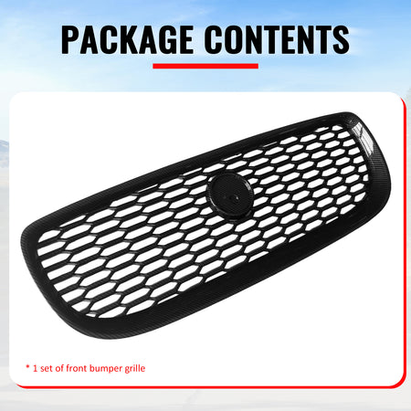Fits 16-19 Jaguar XE Carbon Fiber Print 2020 Style Front Bumper Upper Grille ABS