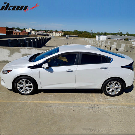 IKON MOTORSPORTS, Window Visor Compatible With 2016-2019 Chevy Chevrolet Volt, Smoke Tint Rain Sun Guard Wind Vent Air Deflector 4PCS, 2017 2018