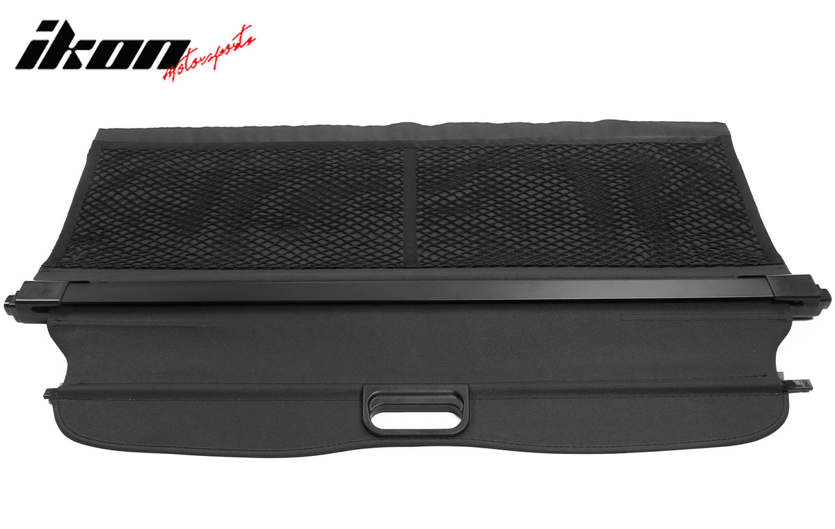 IKON MOTORSPORTS, Cargo Cover Compatible With 2016-2019 Smart Fortwo & EQ Fortwo All Models, PVC & Aluminum Rod Black Security Rear Trunk Cover Security Retractable Shield, 2016 2017 2018