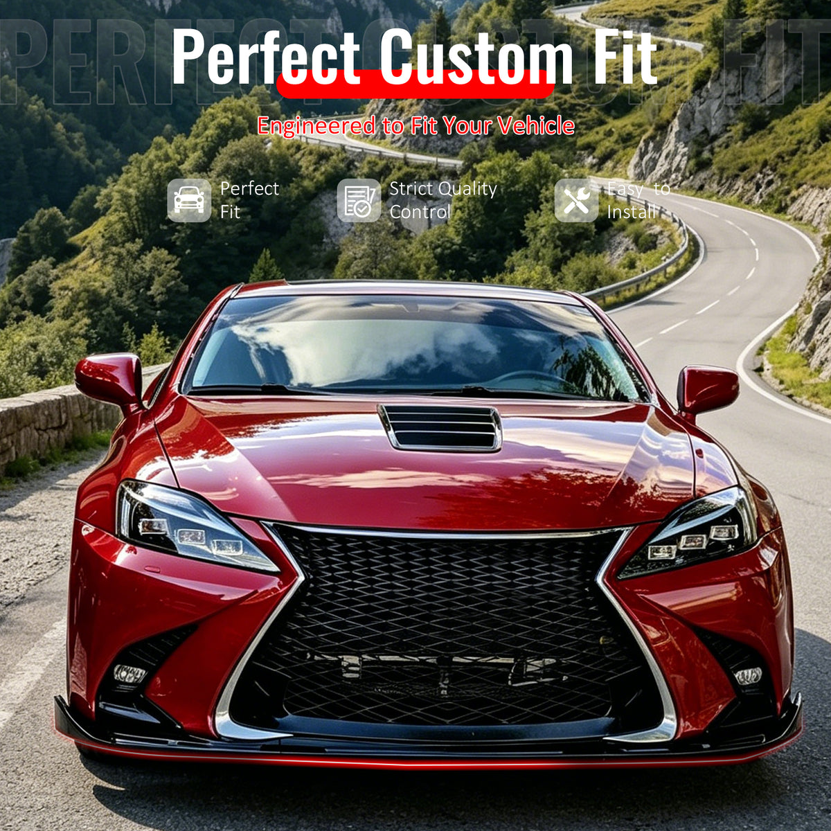 IKON MOTORSPORTS Front Bumper Lip, Compatible with 2016-2020 Lexus GS GS200t GS300 GS350 GS450h F Sport, IKON Style Gloss Black PP Air Dam Chin Spoiler Protector Splitter 3PCS