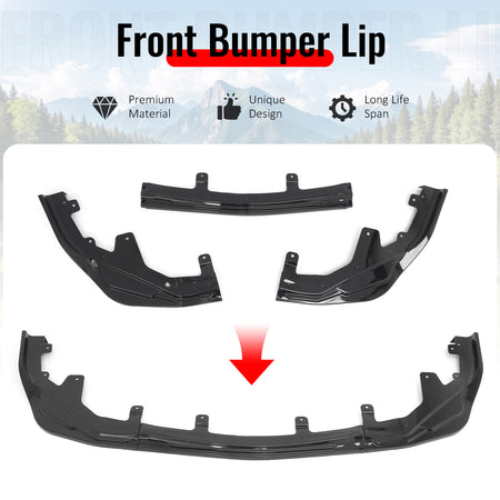 Fits 16-20 Lexus GS F Sport IKON Style 3PCS Front Bumper Lip Spoiler Gloss Black
