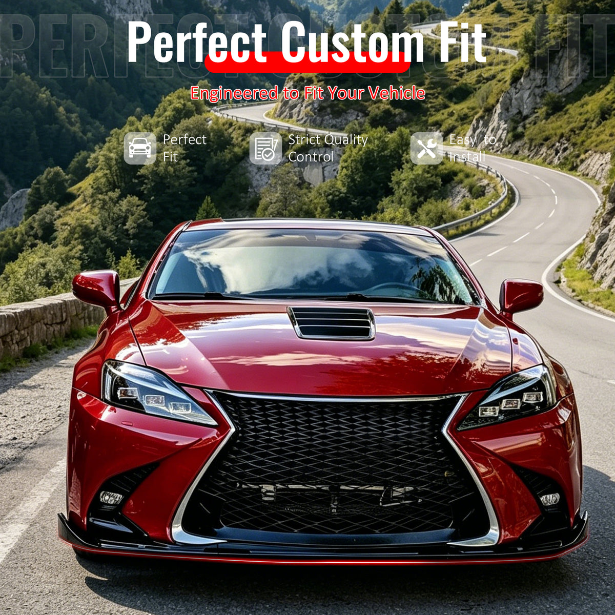 IKON MOTORSPORTS Front Bumper Lip, Compatible with 2016-2020 Lexus GS GS200t GS300 GS350 GS450h F Sport, IKON Style Matte Black PP Air Dam Chin Spoiler Protector Splitter 3PCS