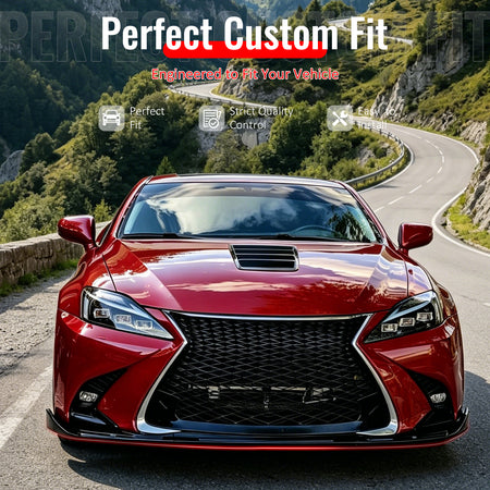 IKON MOTORSPORTS Front Bumper Lip, Compatible with 2016-2020 Lexus GS GS200t GS300 GS350 GS450h F Sport, IKON Style Matte Black PP Air Dam Chin Spoiler Protector Splitter 3PCS