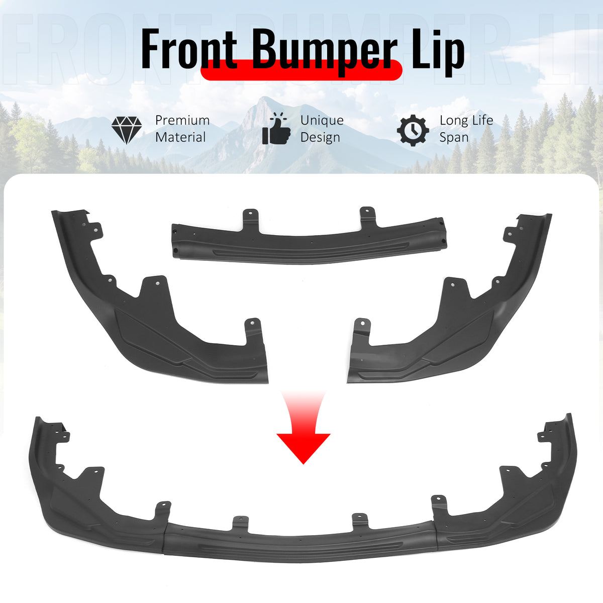Fits 16-20 Lexus GS F Sport IKON Style 3PCS Front Bumper Lip Spoiler Matte Black