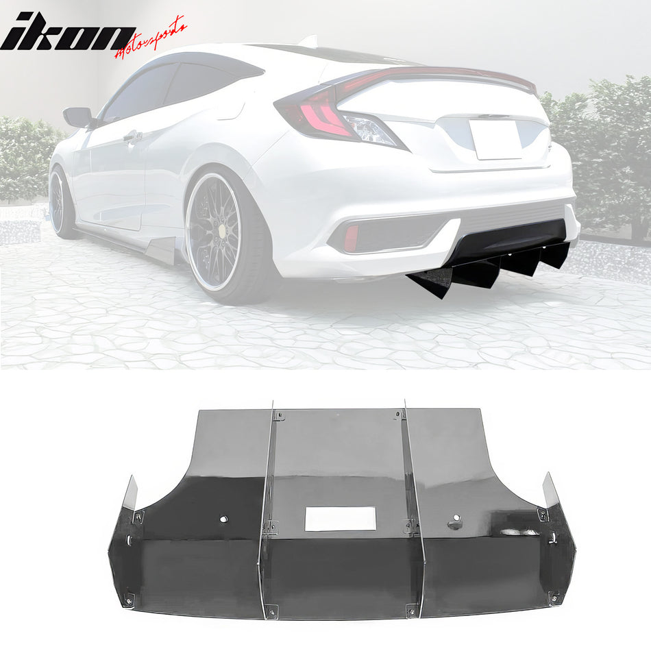 2016-2020 Honda Civic Black Textured Rear Bumper Diffuser Lip Aluminum