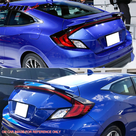 IKON MOTORSPORTS, Trunk Spoiler Compatible with 2016-2020 Honda Civic Coupe 2-Door, OE Factory Style Painted #B593M Brillant Sporty Blue Metallic ABS Plastic Rear Trunk Lid Spoiler Wing Lip