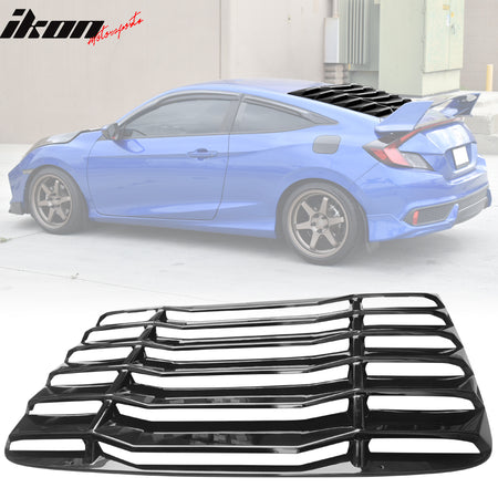 Fits 16-21 Honda Civic Sedan Rear Window Louver Unpainted Black ABS Sun Shade Fits 16-21 Honda Civic Sedan Rear Window Louver Unpainted Black ABS Sun Shade