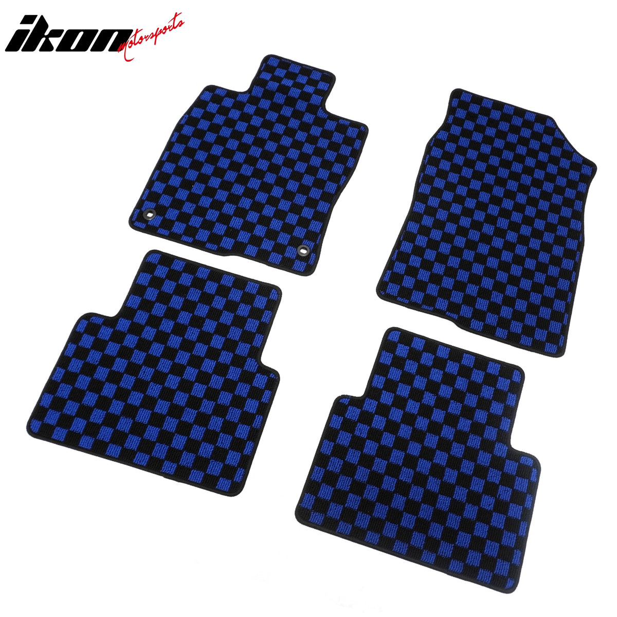 Fits 16-21 Honda Civic Anti-slip Floor Mats Checkered Carpets Black Blue Plaid