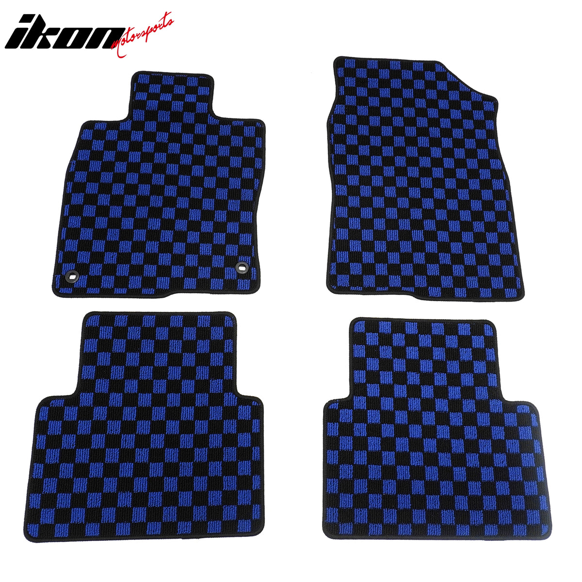 Fits 16-21 Honda Civic Anti-slip Floor Mats Checkered Carpets Black Blue Plaid