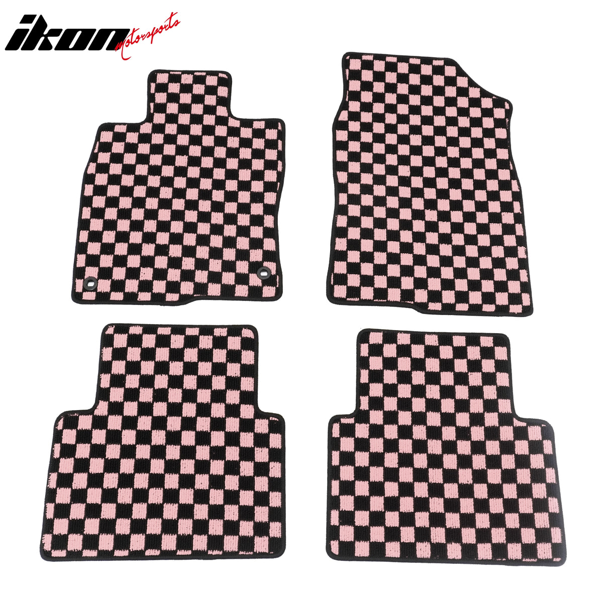 Fits 16-21 Honda Civic Anti-slip Floor Mats Checkered Carpets Black Pink Plaid