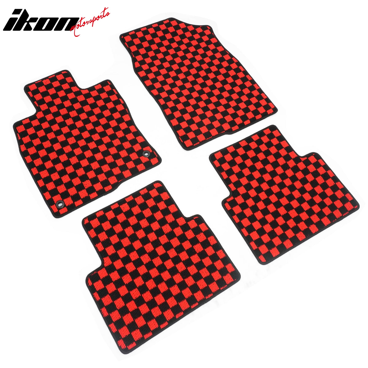 Fits 16-21 Honda Civic Anti-slip Floor Mats Checkered Carpets Black Red Plaid